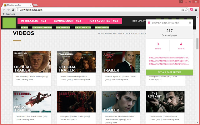 Extensão Google Chrome Broken Link Checker