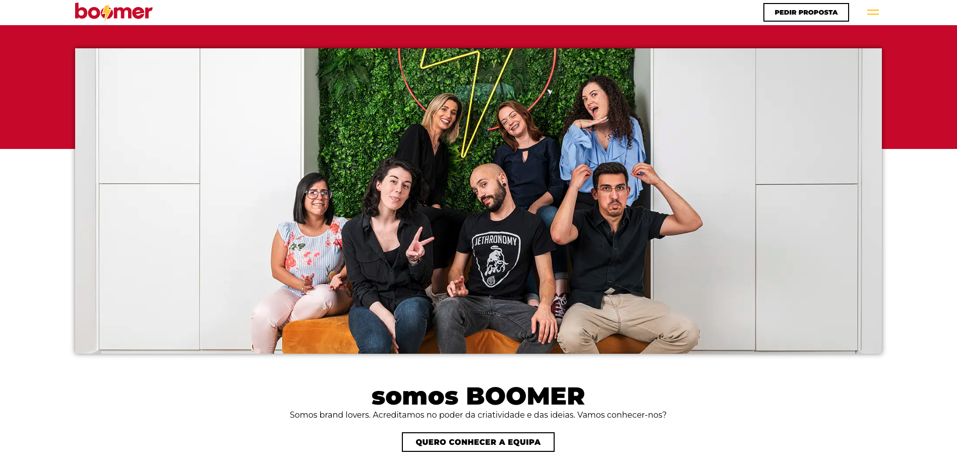 Exemplo da secção "Sobre Nós" no wesbite da BOOMER