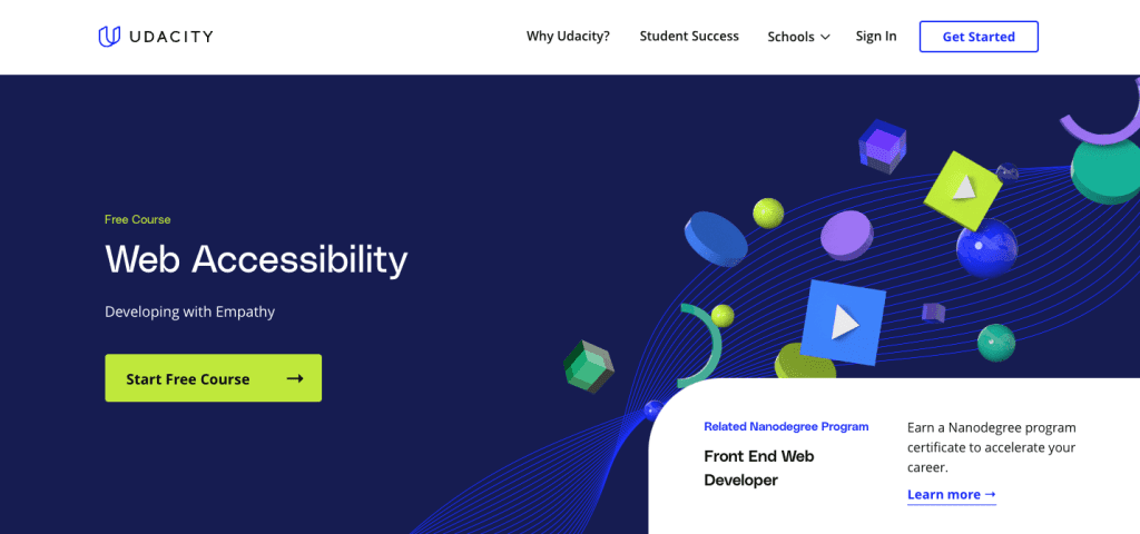 Curso de Acessibilidade na plataforma UDACITY